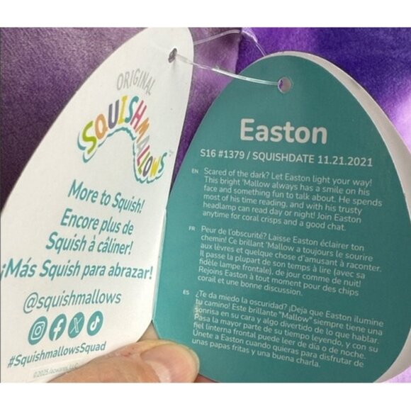 Squishmallows Easton Anglerfish Sealife Purple Plush Toy Pillow Jumbo Size 20"+ - Picture 6 of 6